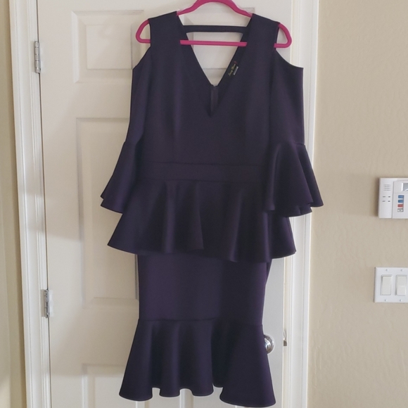 Plum Ruffle Dress - Picture 1 of 8